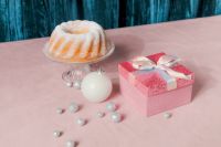 Kaboompics - Bundt Cake and Holiday Gift Box with Copy Space