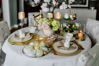 Kaboompics - Elegant Easter Dinner Table with Spring Florals, Candles and Coordinated Place Settings