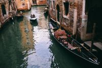 Kaboompics - Gondola Decorated with Flowers on a Venetian Canal