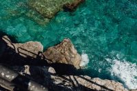 Kaboompics - Turquoise Water Surging around Amalfi Coast Rocks from Above