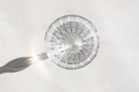 Kaboompics - Cut Crystal Water Glass on Marble with Copy Space and Shadow