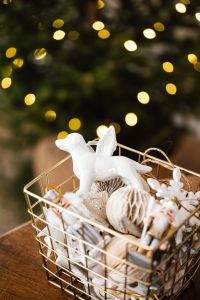 Kaboompics - Neutral Ornament Basket with Christmas Tree Lights