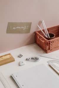 Kaboompics - Geometry Desk with Morning Note