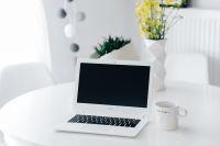 Kaboompics - Workplace with laptop on table at home