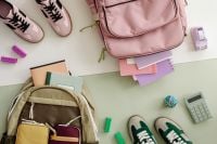 Kaboompics - Pastel Backpacks and School Supplies Flat Lay
