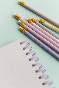 Pastel Stationery With Notebooks And Pencils Flat Lay