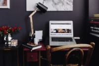 Kaboompics - Cozy Home Office Interior with Pink Desk, Chair and Laptop