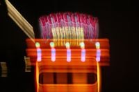 Kaboompics - Vertical Motion Blur of an Illuminated Orange Sign