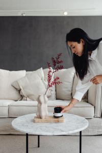 Kaboompics - Hands Arranging a Red Branch in a Sculptural Vase