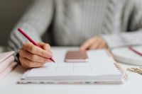 Kaboompics - Cozy Planning Flat Lay with Calendar, Pink Pencil and Smartphone