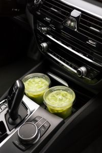 Kaboompics - Two Matcha Drinks Beside a Gear Shift