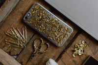 Kaboompics - Office accessories on an old wooden tray