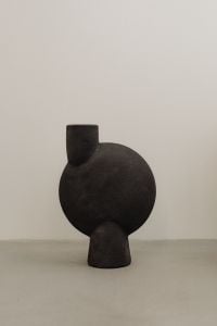 Kaboompics - Close-Up Black Textured Ceramic Vase in Neutral Interior