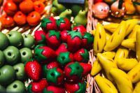 Kaboompics - Colorful Fruit-Shaped Sweets at La Boqueria Market
