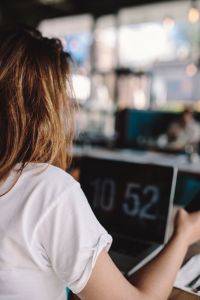 Kaboompics - Young woman working in a cafe