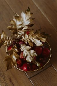 Kaboompics - Red apples and golden oak leaves