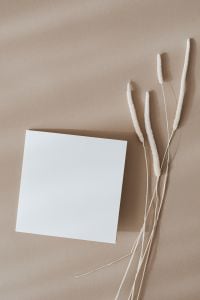 Kaboompics - Blank Stationery Card Mockup with Dried Grass on Beige Background