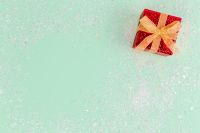 Kaboompics - Single Red Gift Box with Gold Ribbon and Copy Space