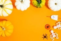 Kaboompics - Halloween Pumpkins Ghost and Skeleton Flat Lay