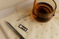 Kaboompics - 2027 Wall Calendar With Tea Pen and Paper Clip