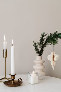 Kaboompics - Christmas Candles With Hanging Paper Ornament