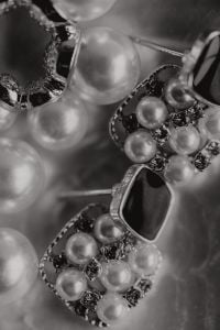Kaboompics - Monochrome Pearl Earrings with Crystal and Dark Stone Detail