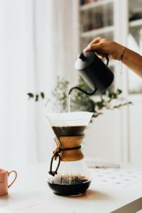 Kaboompics - Close-Up of Kettle Pouring Water into a Chemex with Copy Space