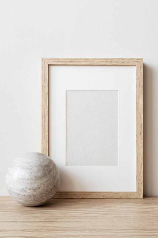 Large Blank Wooden Frame Mockup with Neutral Wall and Copy Space. Ideal ...