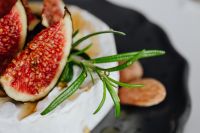 Kaboompics - Macro Fig, Rosemary and Almond on Camembert Cheese