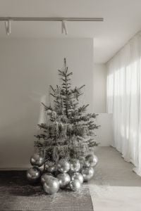 Kaboompics - Vintage Silver Christmas Tree with Silver Balloons