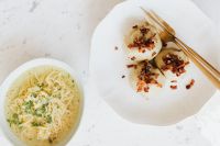 Kaboompics - Traditional Polish Dinner: Pyzy with Meat and Chicken Noodle Soup