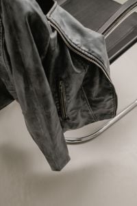 Kaboompics - Close-Up of Black Leather Jacket on Chrome Chair