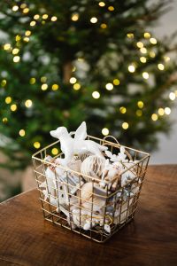 Kaboompics - White Christmas Ornaments with Tree Light Bokeh