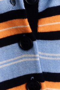 Kaboompics - Button-Up Striped Cardigan – Navy Orange and Blue Knit