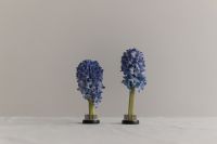 Kaboompics - Paired Blue Hyacinths in Kenzan on a Minimal Linen Surface