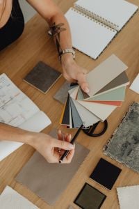 Kaboompics - Interior Designer Creating an Earthy Color Palette for Interior Project