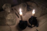 Kaboompics - Overhead View of Candles and Teal Bows