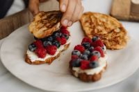 Kaboompics - Berry Banana French Toast on a Silver Tray