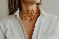 Kaboompics - Gold Chain Necklace on Woman in White Shirt