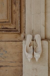 Clothing - Fashion Accessories - White shoes and pearl handbag
