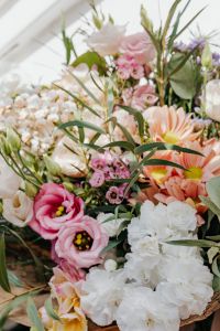 Kaboompics - Macro Close-Up of Pink, Peach and White Flowers in a Hand-Tied Bouquet