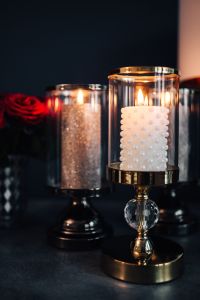 Gold Lanterns with Red Roses