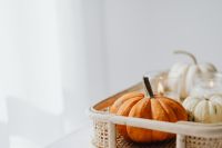 Kaboompics - Minimal Orange and White Pumpkin Tray in Sunlight