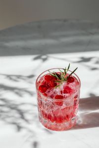 Kaboompics - Sparkling Raspberry Drink With Rosemary