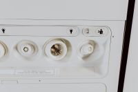 Kaboompics - Cabin inside the aircraft, lights, air condition and signs panel above the seat