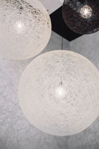 Kaboompics - White Wire Sphere Pendant Lamp with Black Sculptural Lighting