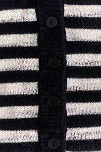 Kaboompics - Black and White Striped Cardigan – Button Placket Close-Up