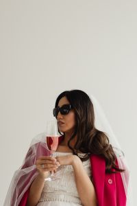 Kaboompics - Bachelorette Invitation Background With a Veiled Bride in Pink