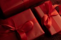 Kaboompics - Burgundy Ribbon on Woven Red Fabric