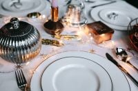 Kaboompics - Silver Christmas Ornament beside White Dinner Plates